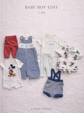 Baby Boy Outfit Bundle 3-6M Summer Set |Mickey Mouse, Carter’s, Boutique Rompers